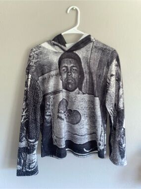 Muhammad Ali Black & White Graphic Pullover Hoodie
